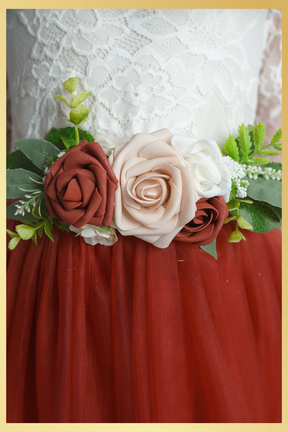 Rust floral sash