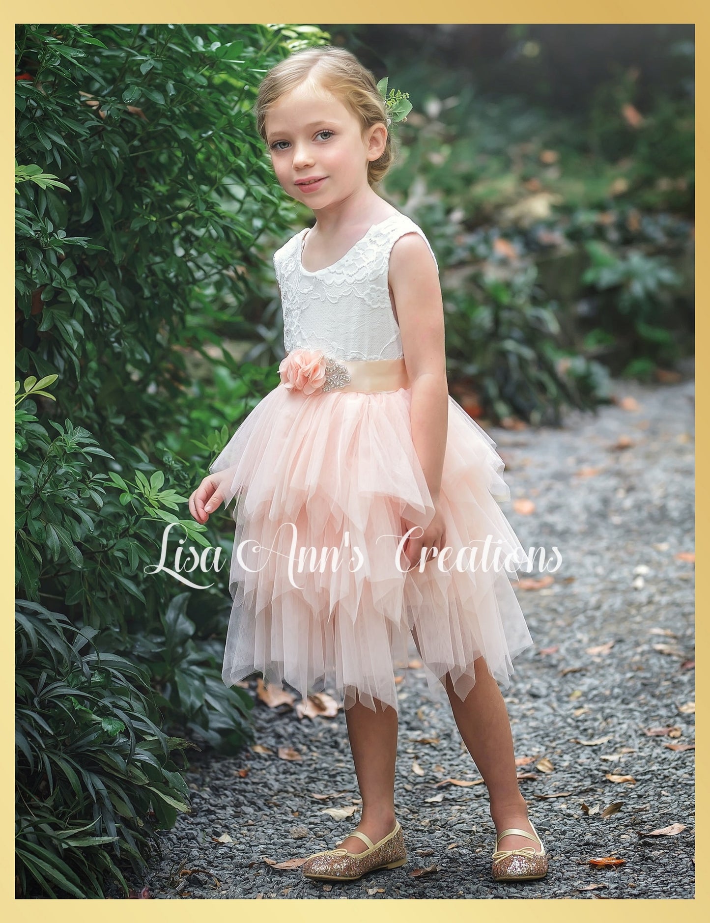The Daisy - Light Peach Dress - Sleeveless - Flower Sash