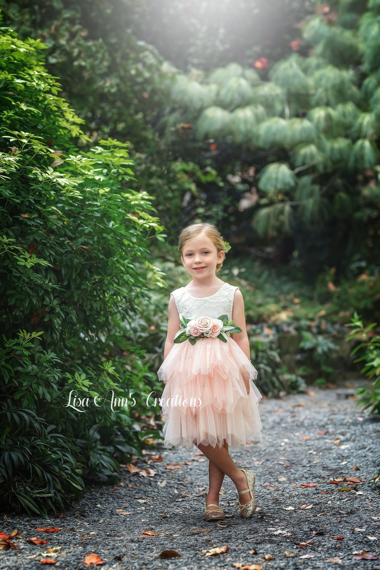 The Daisy - Light Peach Dress - Sleeveless - Flower Sash
