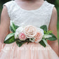 The Daisy - Light Peach Dress - Sleeveless - Flower Sash