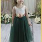 The Peony - Hunter Green Flower Girl Dress - Flower Sash
