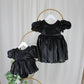 black baby girl dress in organza and flower girl dress 