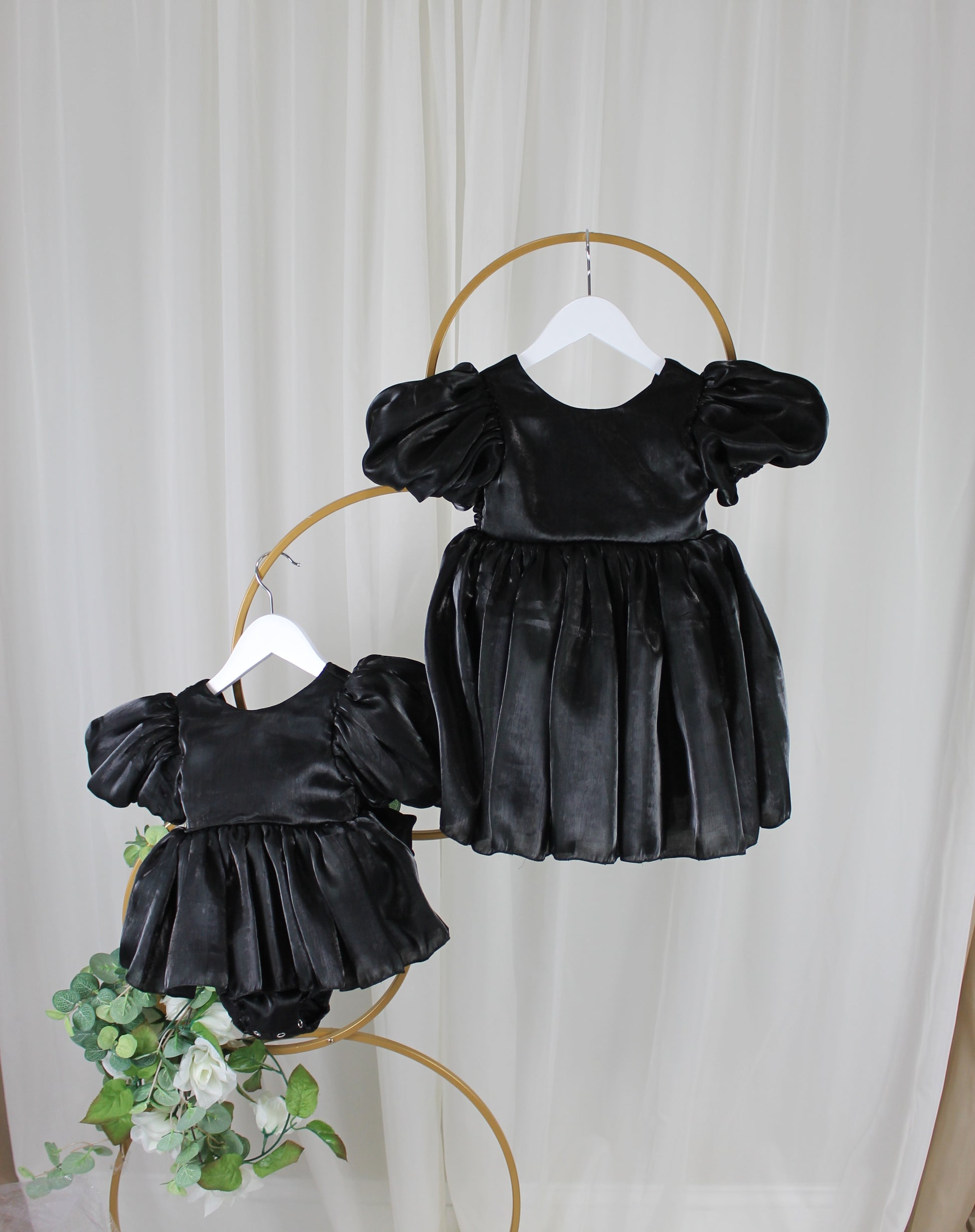 black baby girl dress in organza and flower girl dress 
