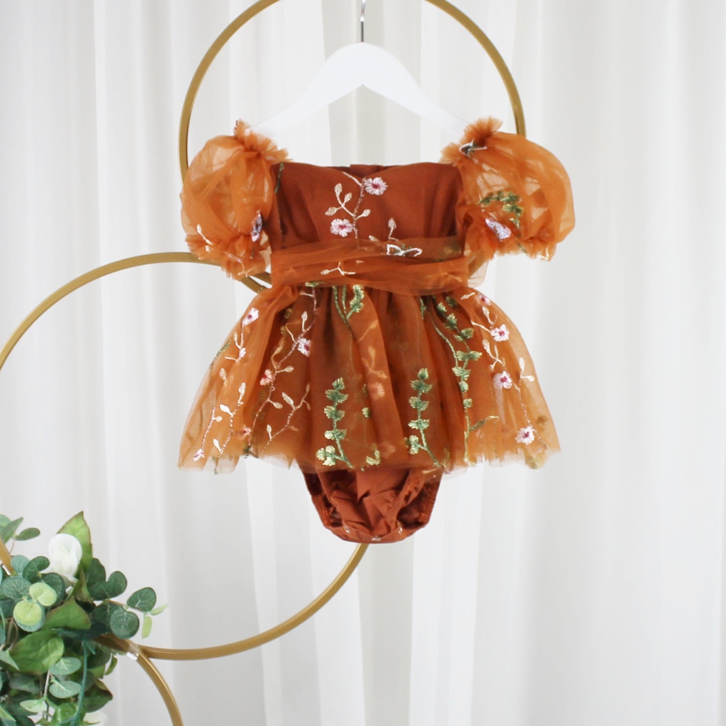 Baby Girl Burnt Orange Floral Dress