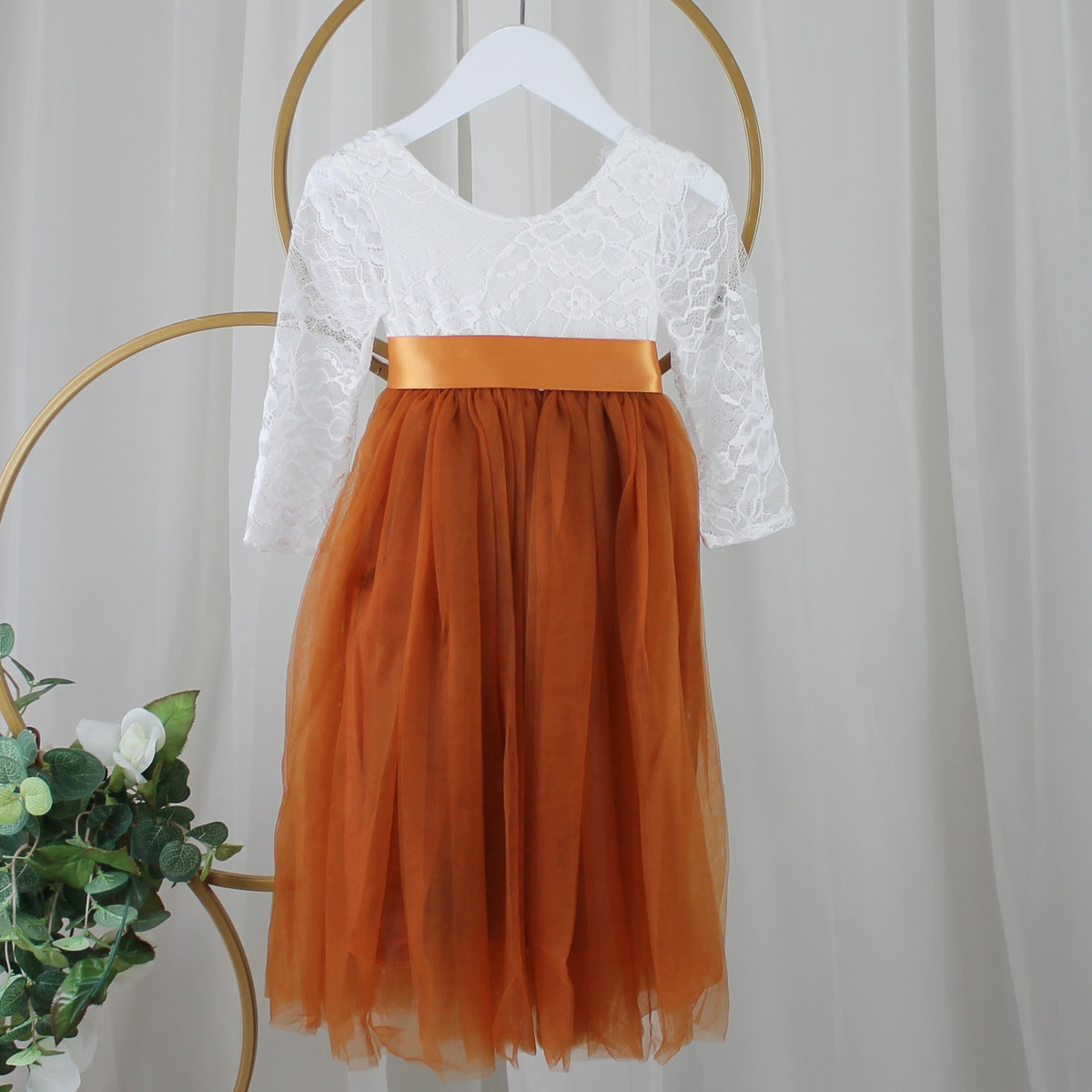 Flower girl dress burnt orange fall wedding guest dress