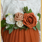 Burnt orange wedding dress for girls showing optional sash styles
