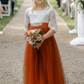 burnt orange flower girl dress and junior bridesmaid tulle and lace burnt orange dress