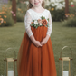 Burnt Orange Flower Girl Dress with custom floral sash