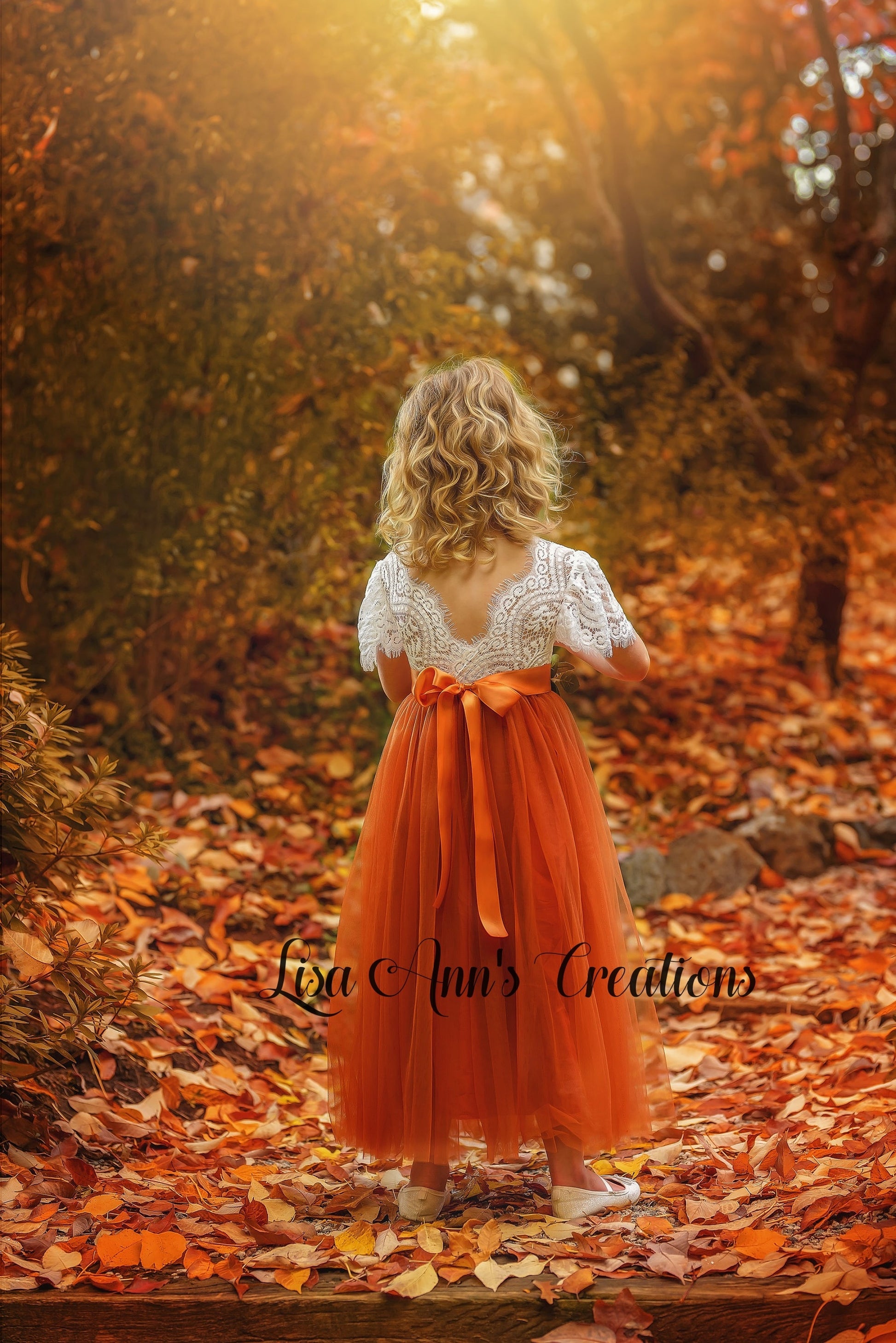 flower girl dress in burnt orange