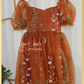 Girls Floral burnt orange dress