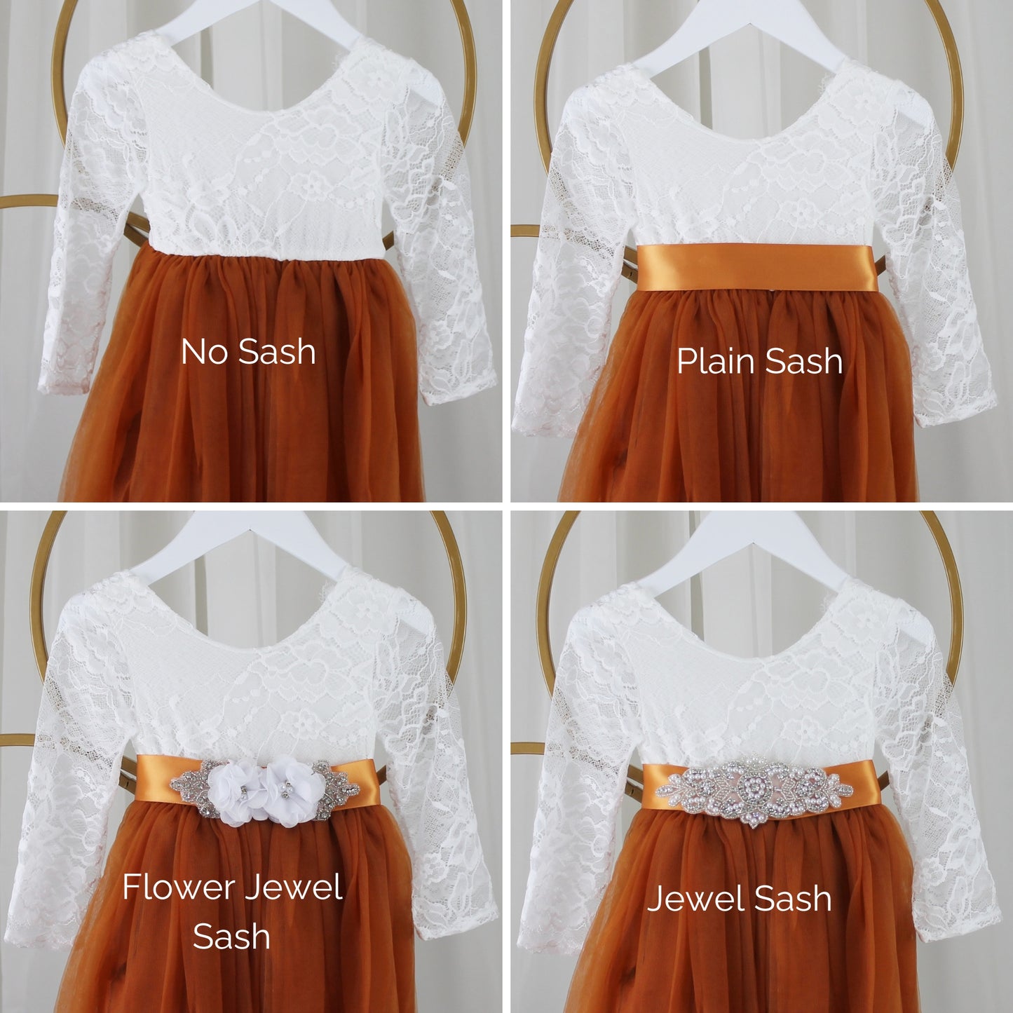 The Jasmine - Burnt Orange Flower Girl Dress - Short Sleeve