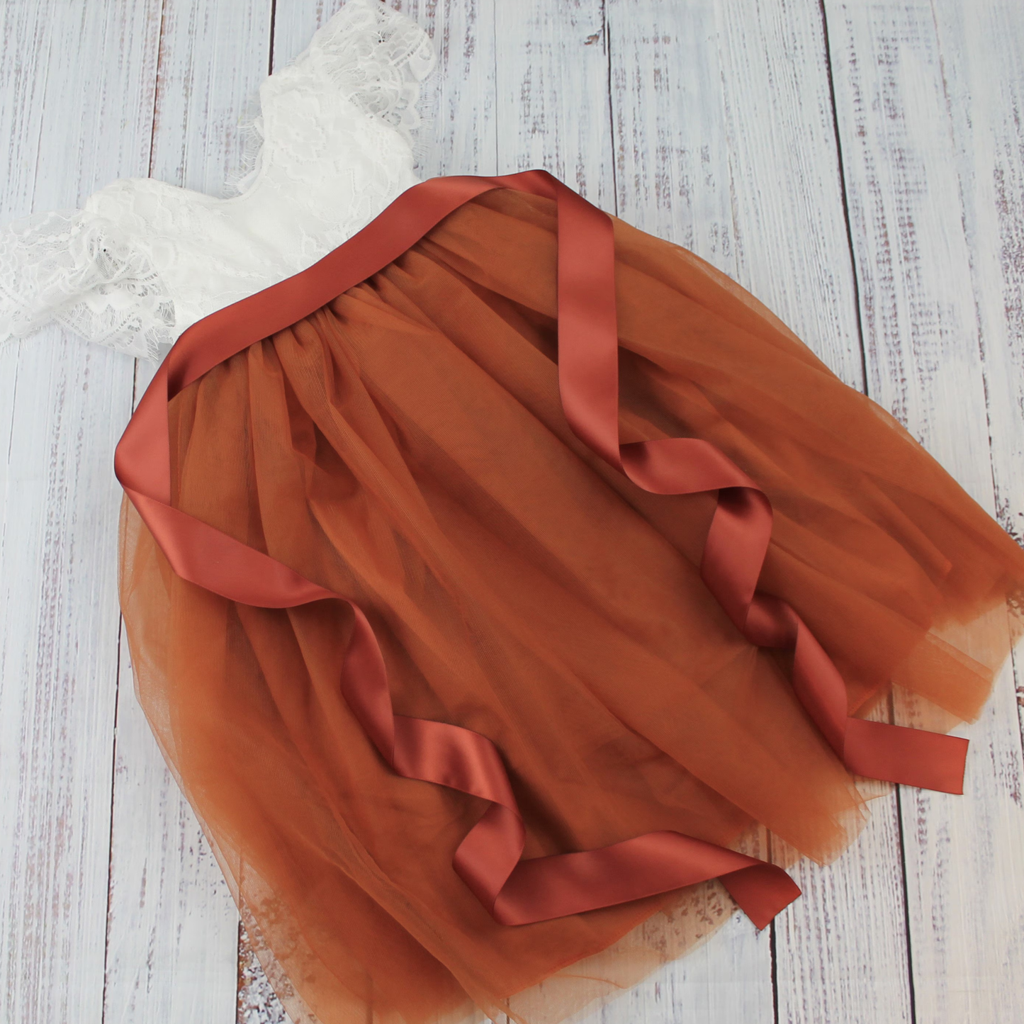 The Jasmine - Burnt Orange Flower Girl Dress - Short Sleeve