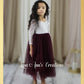 Flower Girl Dress in plum with tulle and lace