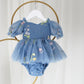 The Wildflower - Baby Floral Dress - Dusty Blue