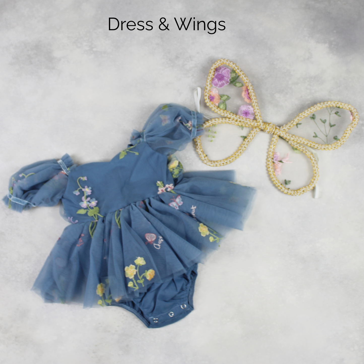 The Wildflower - Baby Floral Dress - Dusty Blue