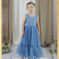 Dusty Blue flower girl dress tulle and lace mermaid style