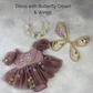 Baby Girl first birthday dress in dusty purple floral embroidery flowers for fairy and wildflower and fairy birthday parties.  With Crown and wings