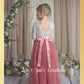 Bohemian flower girl dress dusty rose tulle and white lace