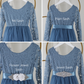 Blue Christmas Dress for Girls in Dusty Blue with Plain Satin, Flower Jewel, and Rhinestone Sash Options