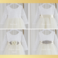 Long Sleeve Flower Girl Dress in ivory lace and tulle shown with available sash options