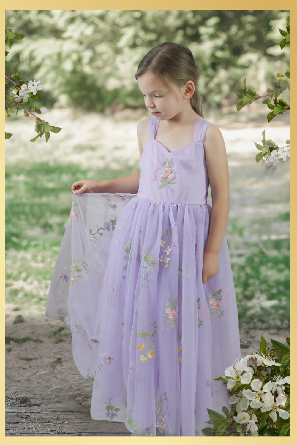 lavender floral flower girl dress