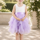 Lavender Flower Girl Dress in a tiered tutu style with white lace sleeveless bodice
