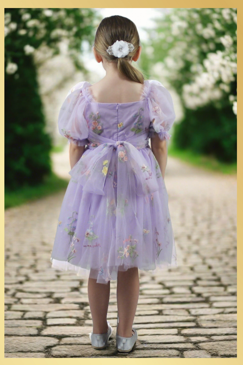 wildflower girls dress in lavender tulle for a flower girl or birthday