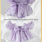 Baby girl dress in lavender with puffy short sleeves and built in romper style in Organza material