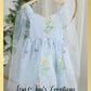 Light Blue Flower Girl Dress with floral embroidery and big bow