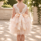 Light Peach Flower Girl dress in tulle and white lace