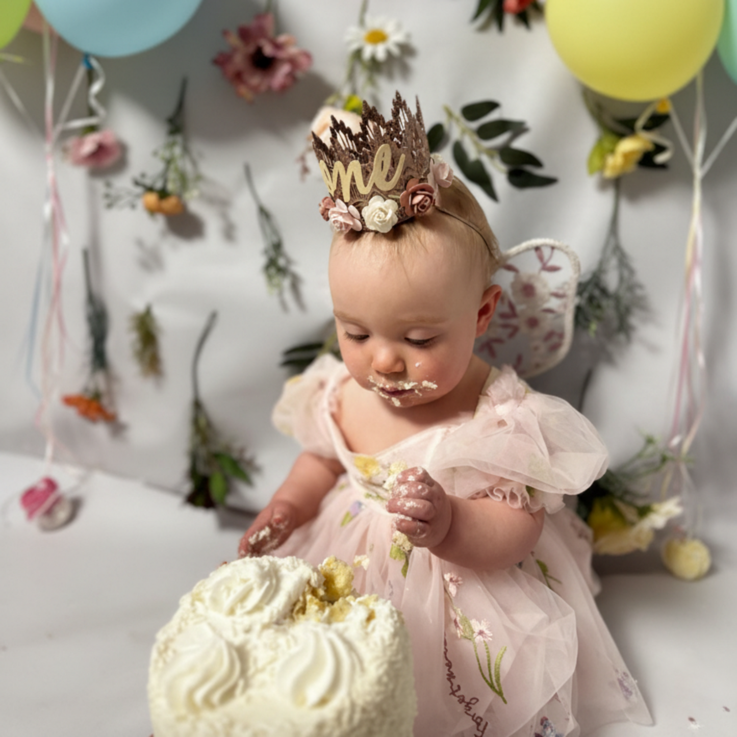 1st birthday dress for a wildflower theme birthday. 