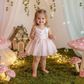 Baby girl first birthday fairy dress in light pink florals.