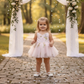 Pink Flower Girl Dress with embroidery flowers in tulle