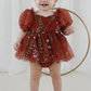 baby flower girl dress in rust florals 