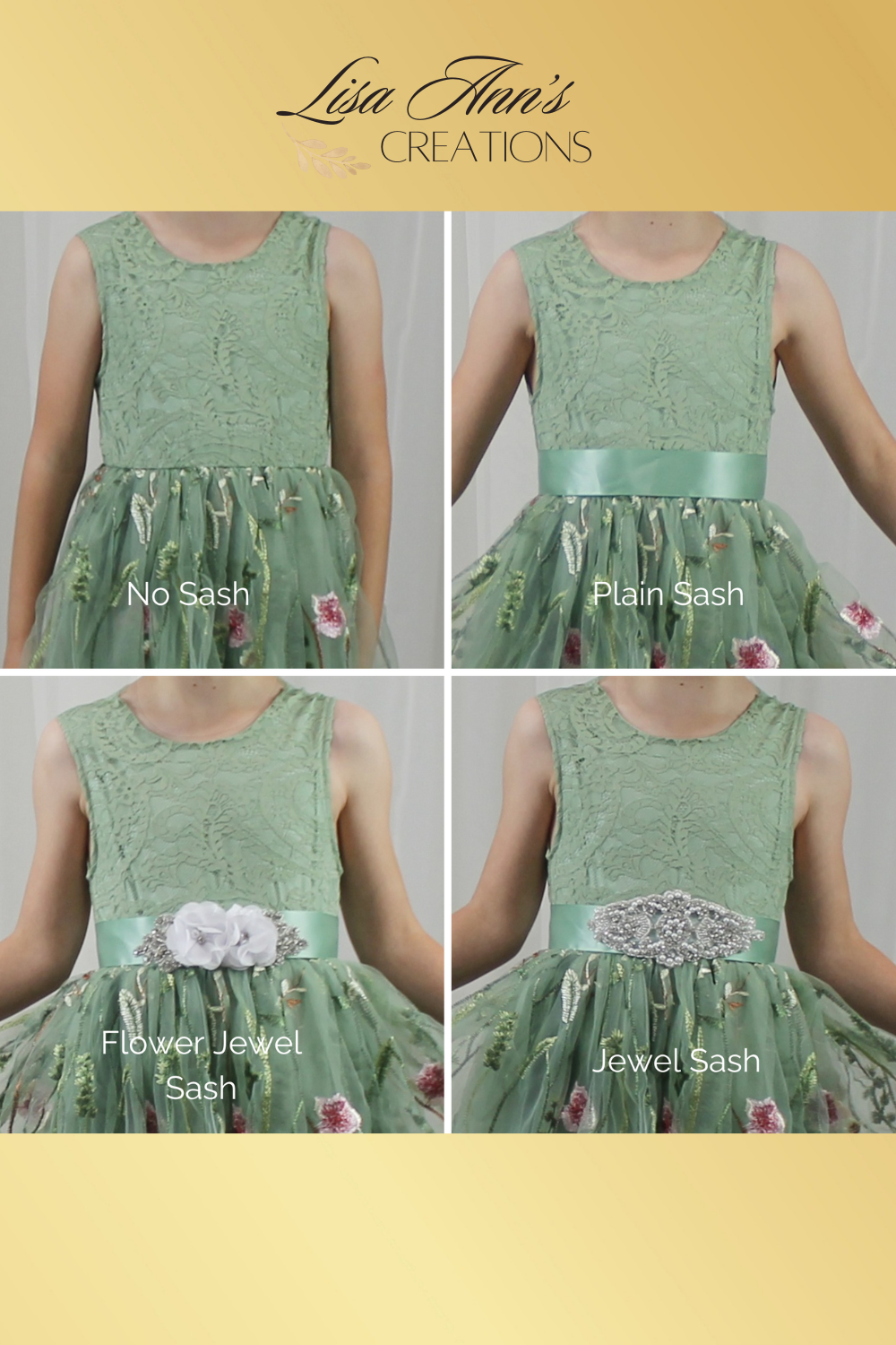 The Fall Violet - Girls Floral Dress - Sage