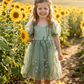 floral flower girl dress in sage. 