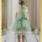 Flower girl dress sage tulle, with big bow 