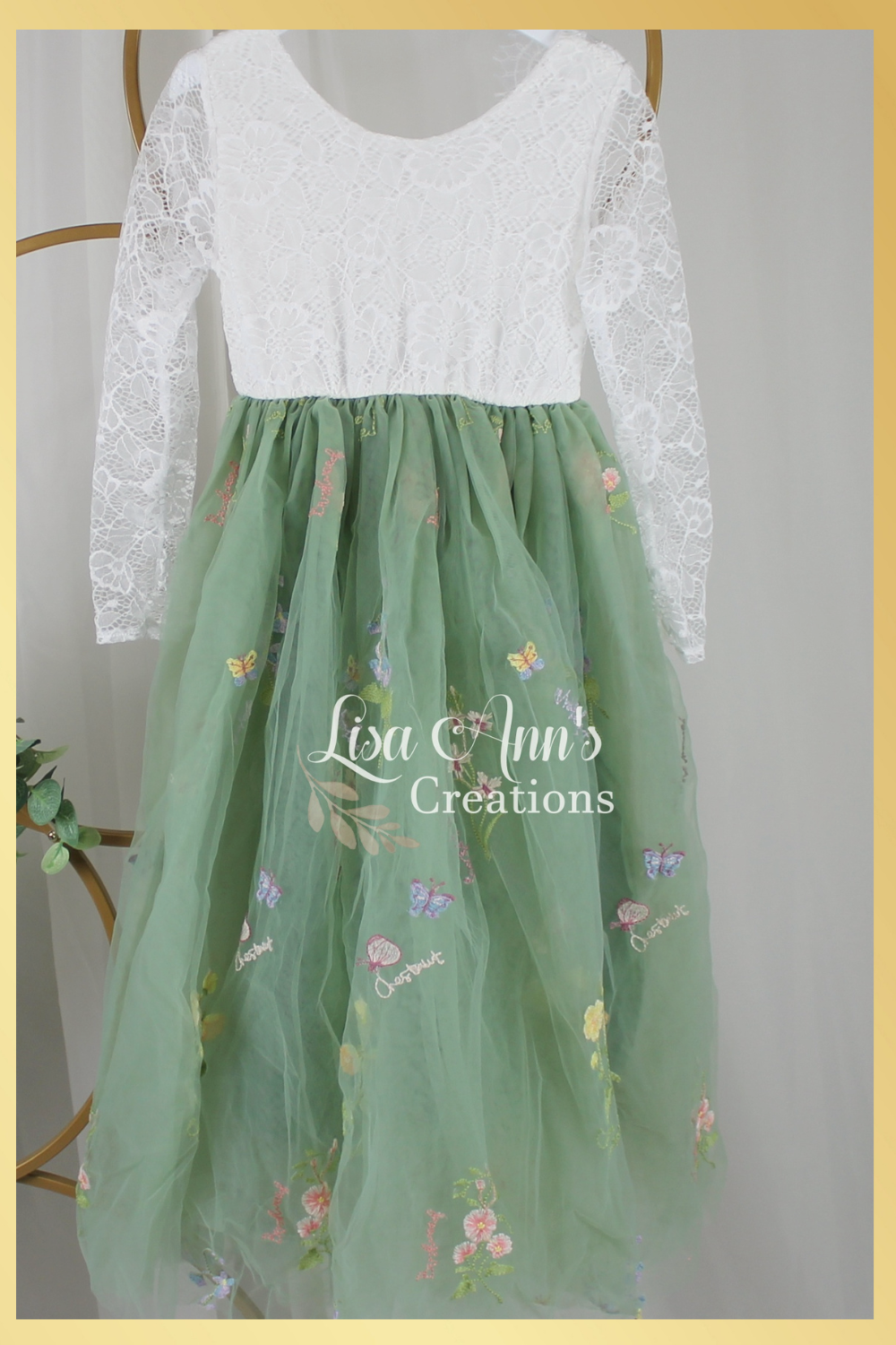 toddler Easter Dress in sage green floral