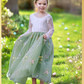 Girls Easter Dress in Sage Green Floral and white lace full length