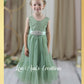 Sage Green flower girl dress in tulle and lace