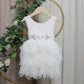 toddler flower girl dress in white for special occasions like wedding and birthdays