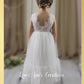 white flower girl dress in lace and tulle