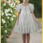 White floral flower girl dress for spring and summer weddings or other special occasions like birthdays and holidays. 
