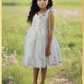 White Floral Flower Girl dress in knee length and sweetheart neck line.