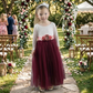 burgundy flower girl dress in tulle and lace