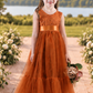 flower girl dress burnt orange tulle and lace for boho style wedding