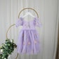 Lavender flower girl dress with floral embroidery wildflowers