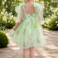 Mint flower girl dress in tulle and embroidery flowers