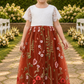 The Dahlia - Rust Floral Flower Girl Dress -Short Sleeve