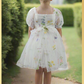 White floral flower girl dress for spring and summer weddings or other special occasions like birthdays and holidays. 